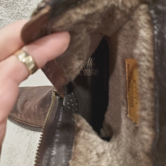 J&M 1850 Johnston Murphy Brown Leather Shearling Zip Up Ankle Boot - Picture 9 of 10